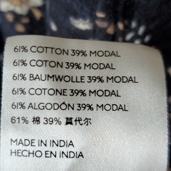 FREE PEOPLE PUFF SLEEVE PAISLEY COTTON KNIT TOP SIZE SMALL BOHO BLACK CREAM - Picture 9 of 11